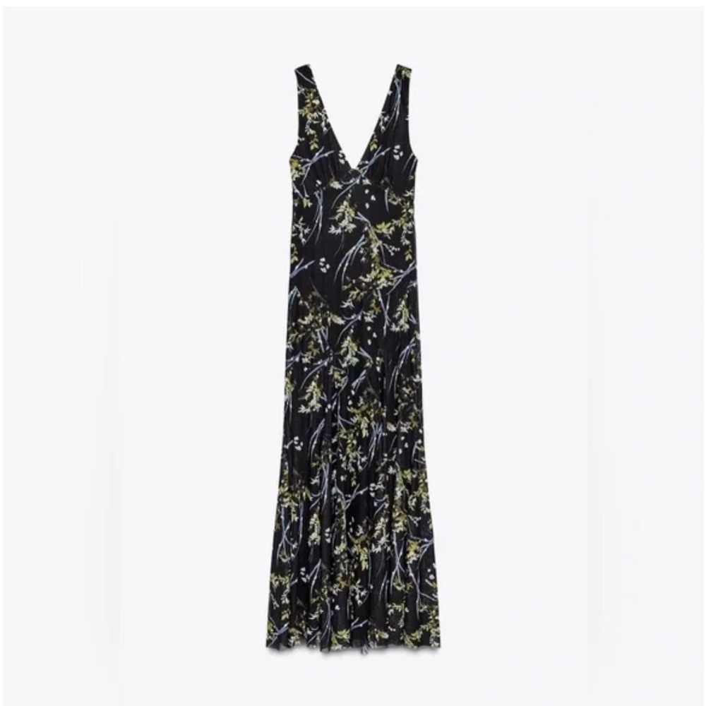 Zara Black Floral Maxi Dress
